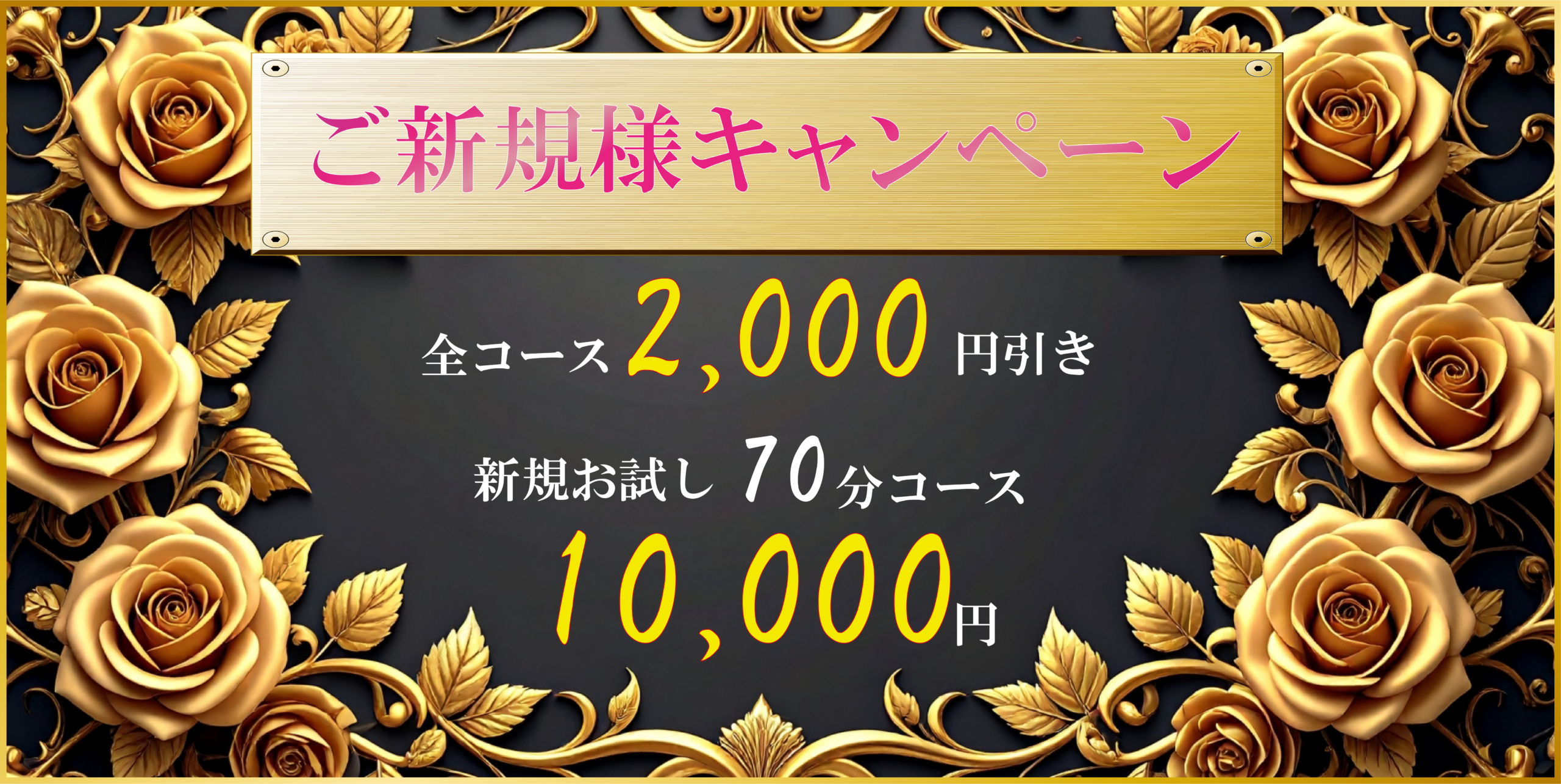 千葉中央のメンズエステ Princess Luv。ご新規様キャンペーン実施中！全コース2,000円引き！新規お試し70分コースは、12,000のところ10,000円！